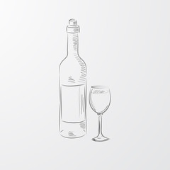 Bottle of wine and glass