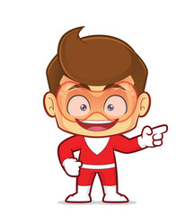 Clipart picture of a superhero cartoon character pointing his finger