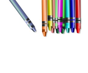 Illustration of wax color pencils on a white background