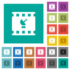 Movie broadcasting square flat multi colored icons