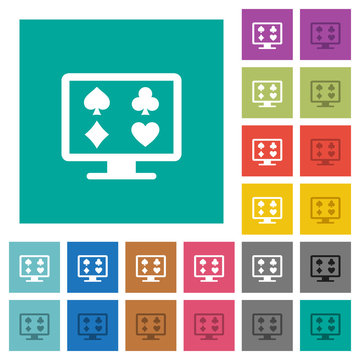Online gambling square flat multi colored icons