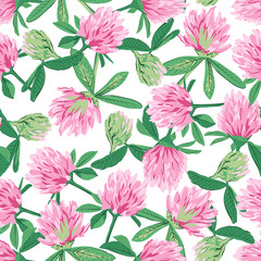 Floral seamless pattern with red clover.
