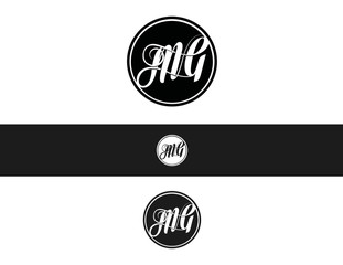 Fototapeta premium M G monogram, initial, for your brand. Script letter logotype, logo, icon, sign.