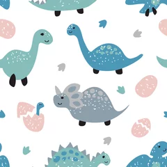 Kindisches nahtloses Muster mit niedlichen Dinosauriern © ihorzigor