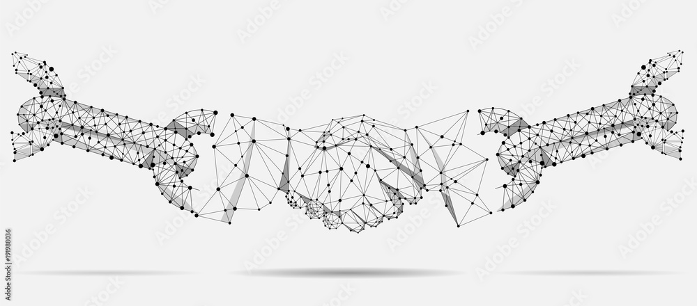Aufkleber abstract line and point agreement handshake business concept. polygonal point line geometric design.