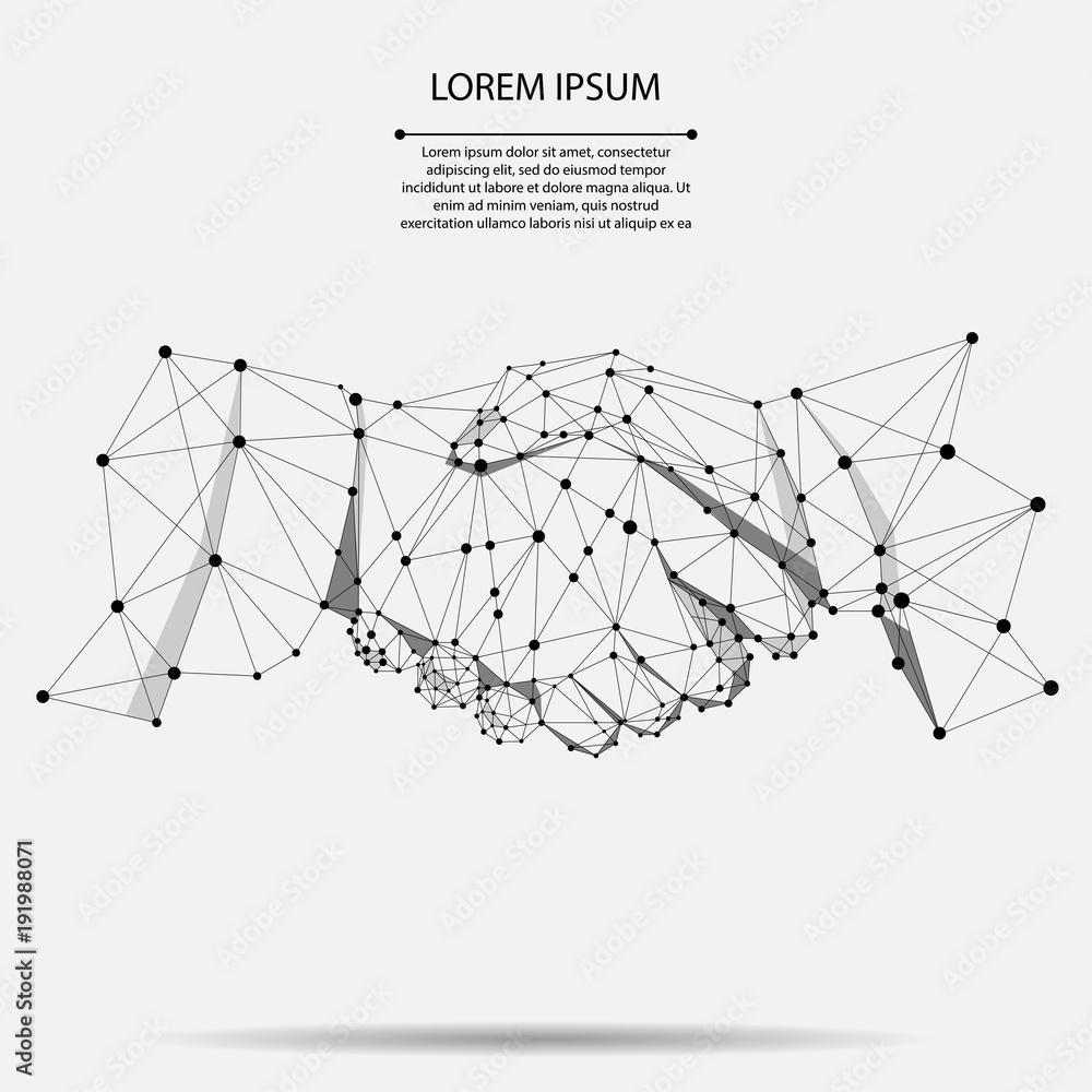 Aufkleber abstract line and point agreement handshake business concept. polygonal point line geometric design.