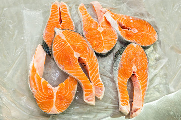 Salmon parts for sale on market