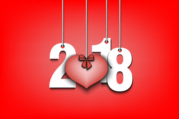 Numbers 2018 and heart on strings