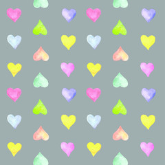Beautiful Vector illustration Seamless pattern with watercolor hearts. Background vector romantic design