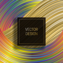 Square frame on dynamic colorful background. Trendy holographic packaging design or cover template.