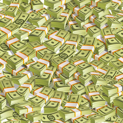 Seamless Pattern with Money. Packing in Bundles of Bank Notes on White Background.