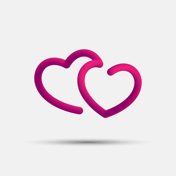 Two hearts blended interlaced creative line icon