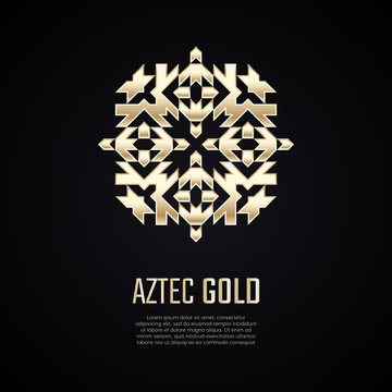 Golden square shape. Gradient premium logotype. Isolated aztec logo. Business identity concept for jewelry, precious company or jewellery boutique.