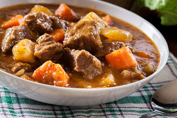 Irish stew made with beef, potatoes, carrots and herbs