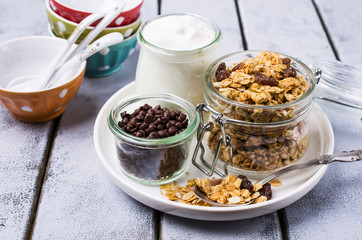 Traditional granola with raisins