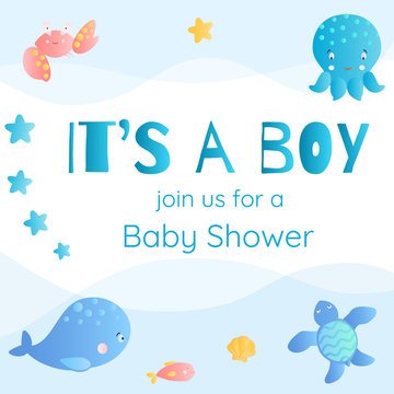 It's a boy. Baby Shower invitation in marine style.