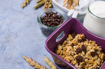 Traditional granola with raisins