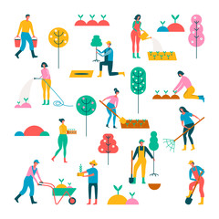 spring work. Set of people