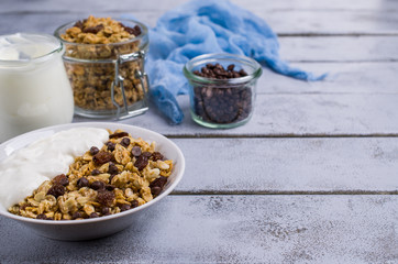 Traditional granola with raisins