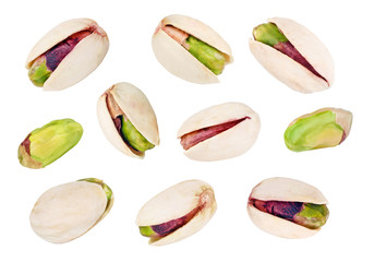 Pistachios isolated on white background.