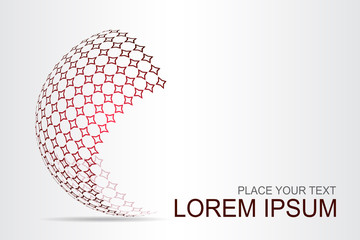 Logo stylized spherical surface with abstract shapes