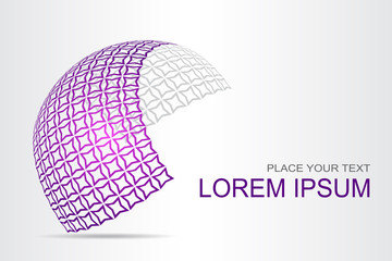 Logo stylized spherical surface with abstract shapes