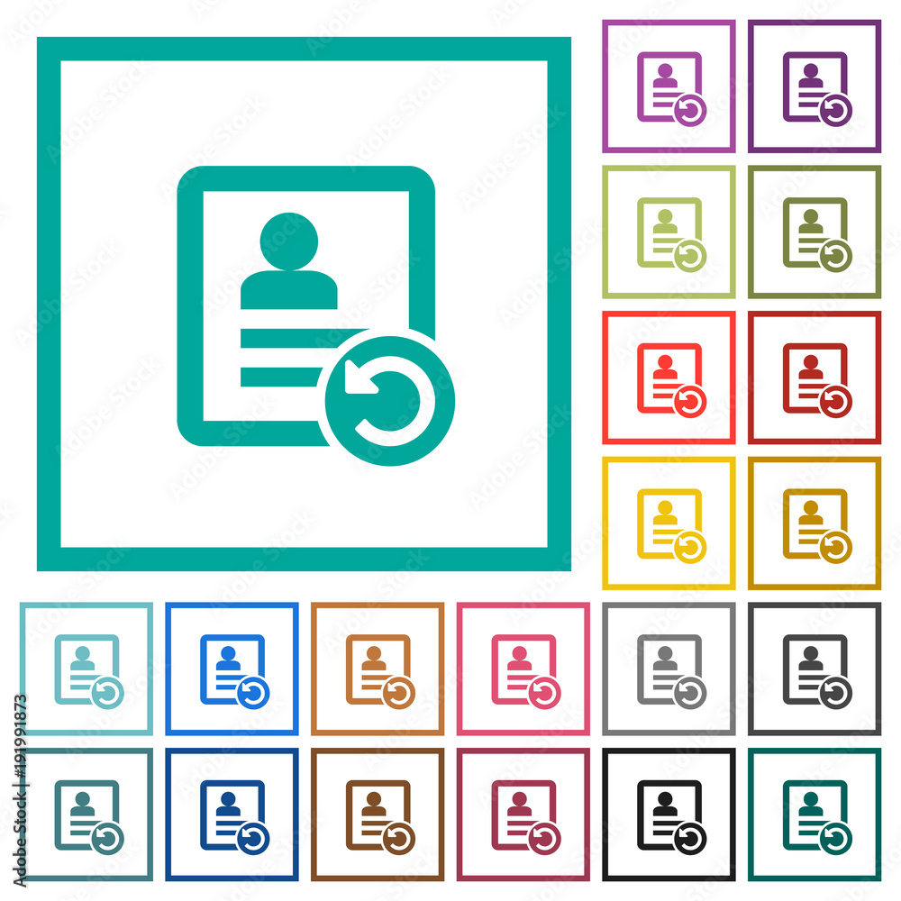 Poster undo contact changes flat color icons with quadrant frames