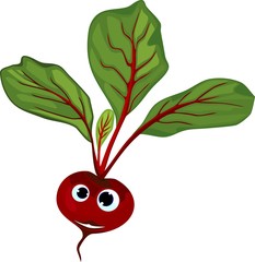 Funny beetroot with face on white background