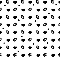 Obraz premium Heart and flower black seamless pattern