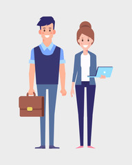 Obraz premium Business people couple. Man and woman. Cartoon style, flat vector illustration.