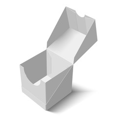 mock up of the packing box. A box with an open lid in perspective. 3d illustration. Vector Image.