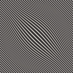 Halftone bloat effect optical illusion. Abstract geometric background design. Vector seamless black and white pattern.