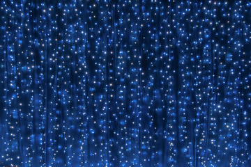 Blue led light curtain, festive background