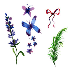 Fototapeta na wymiar hand drawn lavender flower 