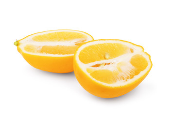 whole and half lemon fruit isolated on white background