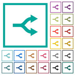Split arrows flat color icons with quadrant frames