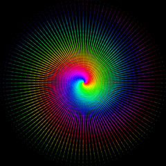 Colorful background in the form of a colored twisted tunnel on a black background
