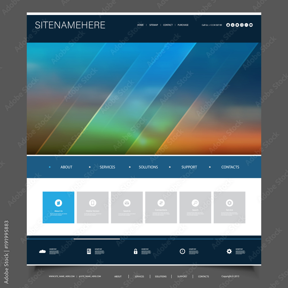 Poster futuristic business website template design with abstract blurred background
