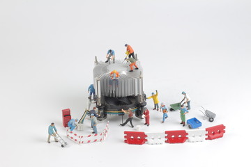 the Group of engineer workers are installing CPU