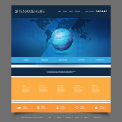 Global Business, Connection, Network - Website Template Design 