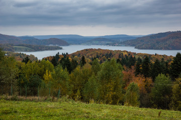 Lake Solinskie from Zawoz village, Bieszczady, Poland