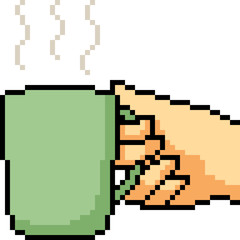 Fototapeta premium vector pixel art hand gesture drink