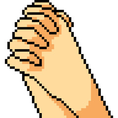 Fototapeta premium vector pixel art hand gesture pray