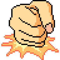 Fototapeta premium vector pixel art hand gesture fist hit