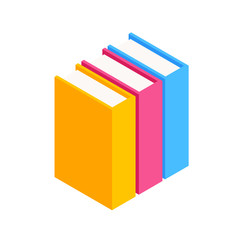 Fototapeta premium Vector Set of Colorful Horizontal Stack of Books in Isometric.Education Infographic Template Design with Books Pile.Set of Book Icons in Flat style isolated from white background