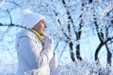 mature woman clothes posing outdoors