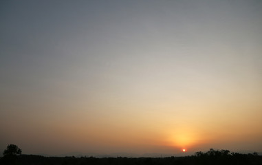 Sunset and Orange sky evening In tropical countries summer