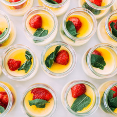 Strawberry and custard in the glass