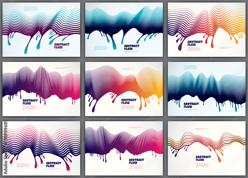 Aufkleber lined vector wave backgrounds fluid flow set. 3d dynamic stripes motion art. lined texture, dynamic 