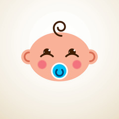 Cute baby cartoon vector flat icon, adorable happy and child with nipple emoji.